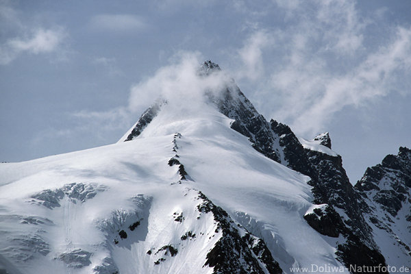 Groglockner Schneegipfel Nordblick im Wolkennebel Foto von Franz Josephshhe in Nationalpark Hohe Tauern