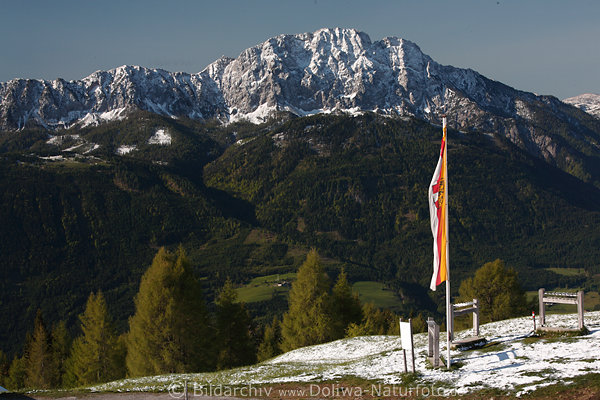 Vierlnder Bergpanorama vor Alpengipfel mit Schnee