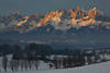 Wilder Kaiser Gebirgszug in Schnee Alpen Winterlandschaft Foto