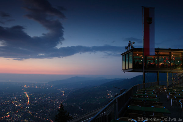 Bergstation Karren Nachtpanorama Restaurant Glaspalast ber Dornbirn Nachtlichter