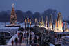 White Christmas photo Hamburg fir tree Alster ships in snow advent-market romantic twilight blue evening mood picture
