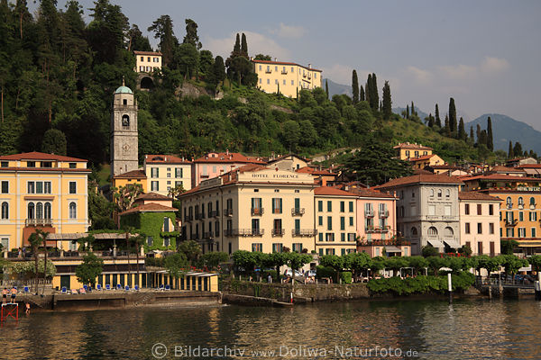 Bellagio waterscape reach city sights coast of Lake Como Italy Alps-sea mount