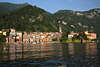 Varenna city panorama mount-landscape photo on water coast Alps-lake Como Italy travel sights