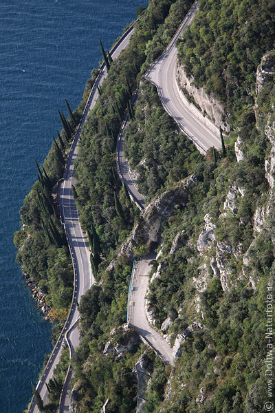 Gardesana street view photo mount cascade to water Lake Garda