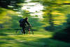 2530_Girl cyclist bicycle speed photo-art dynamic drive in blurred green-leaves movement fuzziness