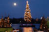Christmas tree on Alster photo Hamburg fir tree nightly lights of moon advent twilight blue sky mood