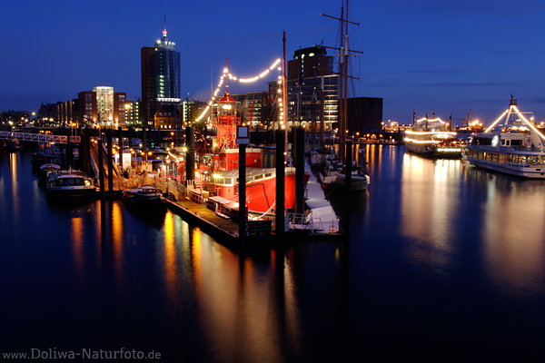 Hamburg harbor ships nightly twilight mood at water elba-river 
